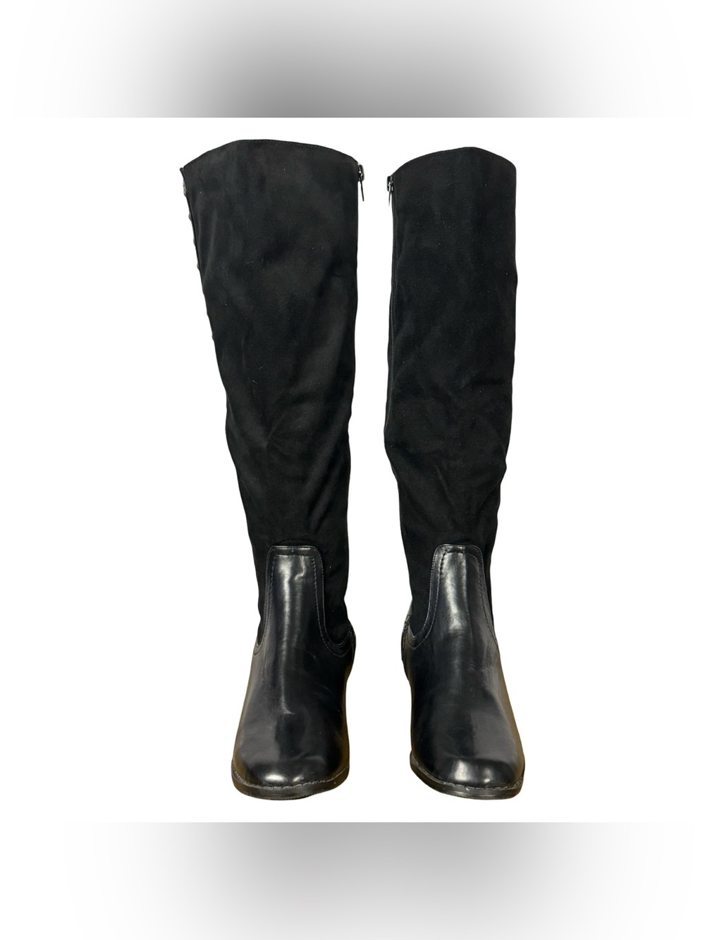 Andiamo Mendy Black Studded Knee-High Riding Boots Velvet Plush Lining